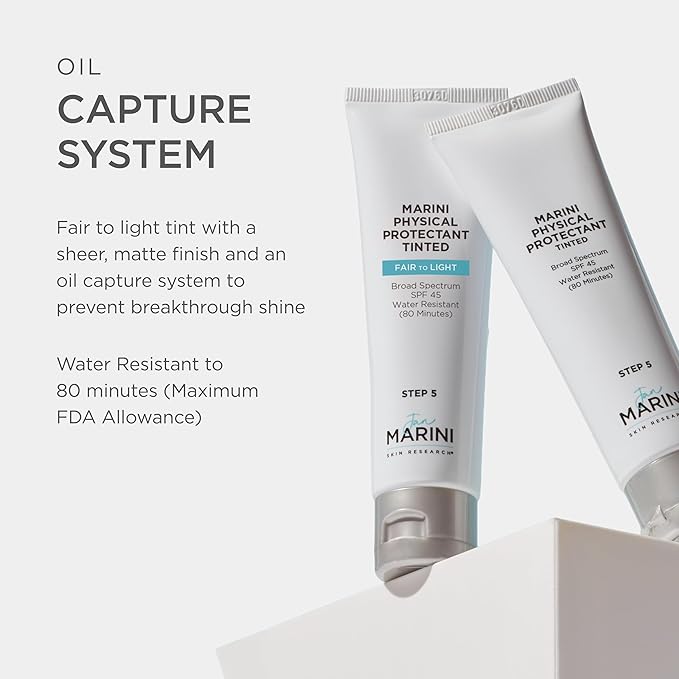 Jan Marini Skin Research Physical Protectant Tinted SPF 45 - Daily Face Protectant Product - Tinted SPF Facial Sunscreen - Sunscreen Aids Against Visible Wrinkles - Fair to Light Skin Tones - 2 oz