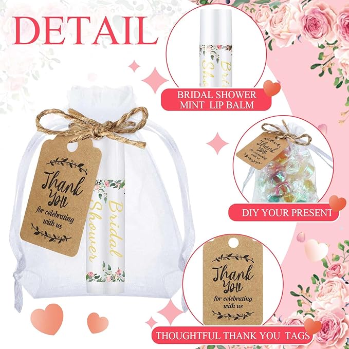 Demissle 50 Pcs Bridal Shower Lip Souvenirs(Floral)
