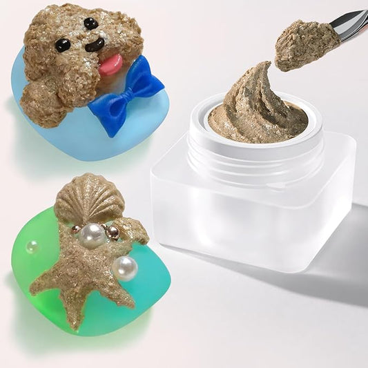 Double Rhythm 3D Nail Gel Solid Sculpting Gel for Nail Art Non-Sticky Hard Gel for Building Carving Molding Nail Extension Soak Off UV/LED Salon Home DIY 0.5 Oz (Gypsum Dark Gold)