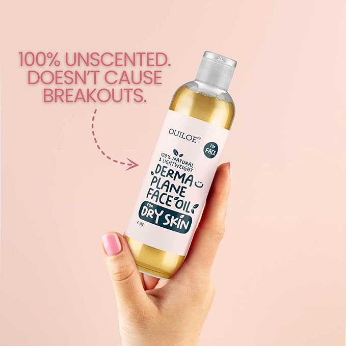 Dermaplane Kit for Women with Dry Skin - Face Shaving Oil and Razor Set - Non Comedogenic, Fragrance Free, Natural and Lightweight by Ouiloe