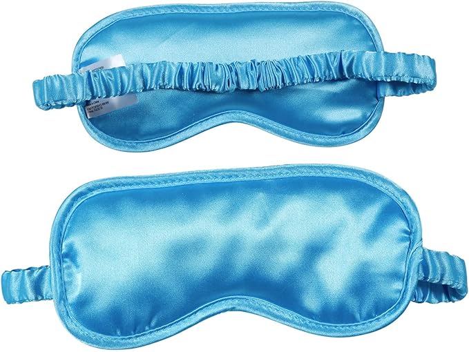Silk Eye Mask (2packs) for Sleeping, Cooling and Heated Eye Mask, Adjustable Eyeshade Mask Satin Night Travel Gift for Women Men (1silk Eyes Blue mask +1hot&Cold Blue Eyes mask)