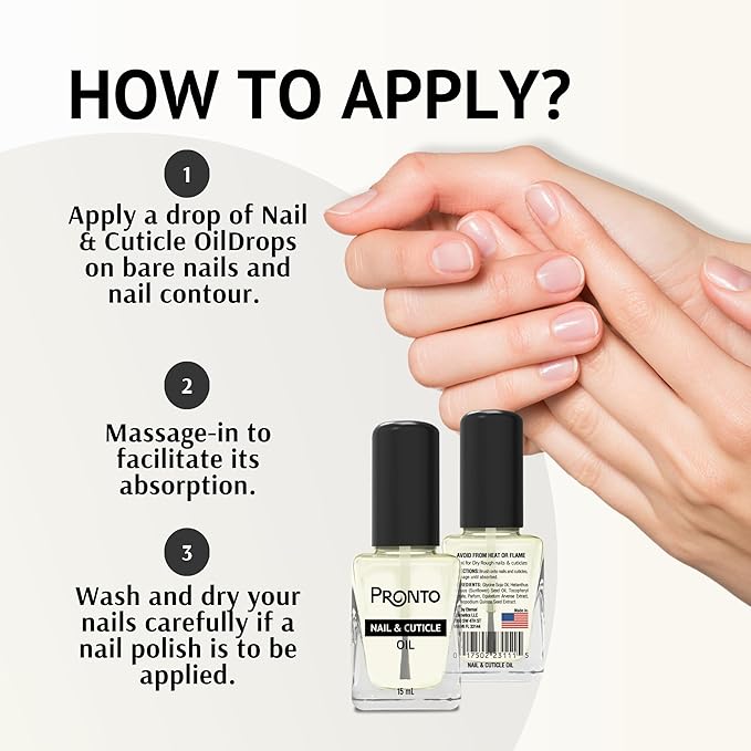 Pronto 16 Oz Acetone Nail Polish Remover and Nail Cuticle Oil Duo, 100 Percent Pure Acetone for Natural, Gel, Acrylic Nails, Cuticle Oil Drops for Repairing Damaged Cuticles and Nail Hydration