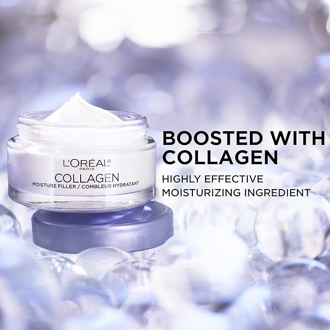 L'Oreal Paris Collagen Moisture Filler Facial Moisturizer, Anti Aging Face Cream, Non-Greasy Skin Care Formula For Up to 48HR Hydration, 1.7 oz
