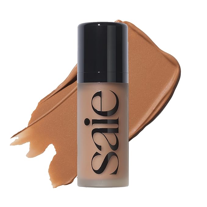 Saie Dew Bronze - Hydrating Liquid Bronzer Stick For a Sun Kissed Glow - Liquid Contour Stick Infused with Nourishing Skin Care Ingredients - Sculpted Face Makeup Essential - Sand (0.4 oz)