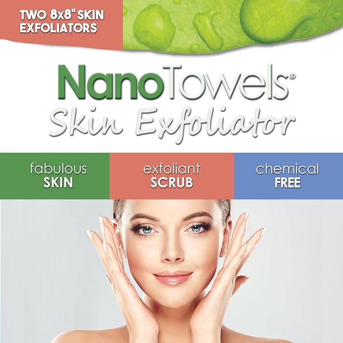 Nano Towels Skin Exfoliating Cleanser | Personal Microdermabrasion Face Wash, Pore Toner & Body Scrub Cloth | Chemical Free Dead Skin and Blackhead Remover. Korean Skin Care Secret | 6 Exfoliators