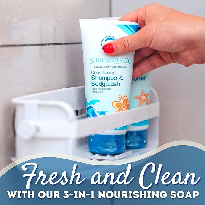 STREAM 2 SEA 6 Pack Natural Travel Sized Toiletries, 1oz Paraben Free Sample Size Shampoo, Conditioner, Lotion, Mineral Sunscreen SPF 20 and SPF 30 and After Sun Gel