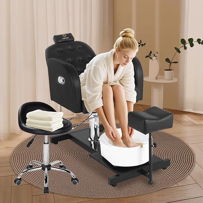 Pedicure Chair with Massage Foot Bath for Nail Tech and Foot Bath, Pedicure Chair 360 ° Rotation Height Adjustable Pedicure Unit Station (450KouNew)
