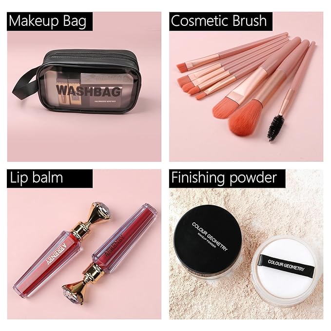 All in One Makeup Kit For Women Girls Teens 2x16 Colors Eyeshadow Palette Liquid Foundation Eyeliner Pencils Contouring Stick Lip Gloss Eyebrow Pencils Mascara Powder Puff Makeup Brushes Makeup sets