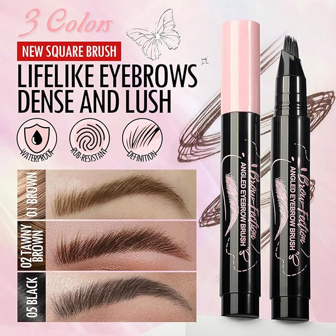 Eyebrow Pencils for Women, Liquid Microblading Eyebrow Pen with Square Angled Brush & Ultra-Fine Precision Tip – Natural Hair-Like Strokes, Waterproof, Smudge-Proof & Long-Lasting, Easy to Use (Black)