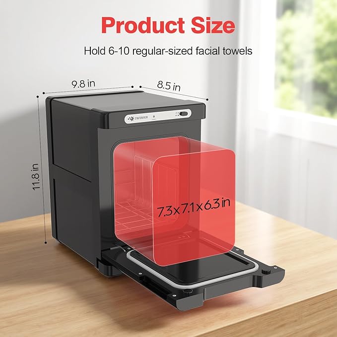 Hot Towel Warmer, 5L Towel Warmer Cabinet, Small Towel Heater with Stainless Steel Rack, Professional Towel Heating Box, Use for Spa, Beauty Salon, Barber, Massage, Gym, Home (Black)