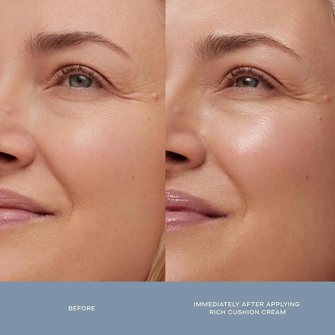 Summer Fridays Rich Cushion Face Cream - Ultra Plumping Barrier Repair Cream + Makeup Primer - Infuses Skin with Rich Hydration from Glycerin + Squalane - Non-Comedogenic + Fragrance-Free (1.69 Oz)