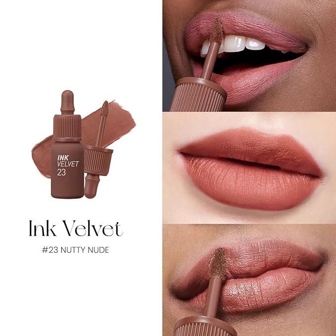 Peripera Ink the Velvet Lip Tint - High Pigment Color, Longwear, Weightless, Not Animal Tested, Gluten-Free, Paraben-Free (23 NUTTY NUDE)