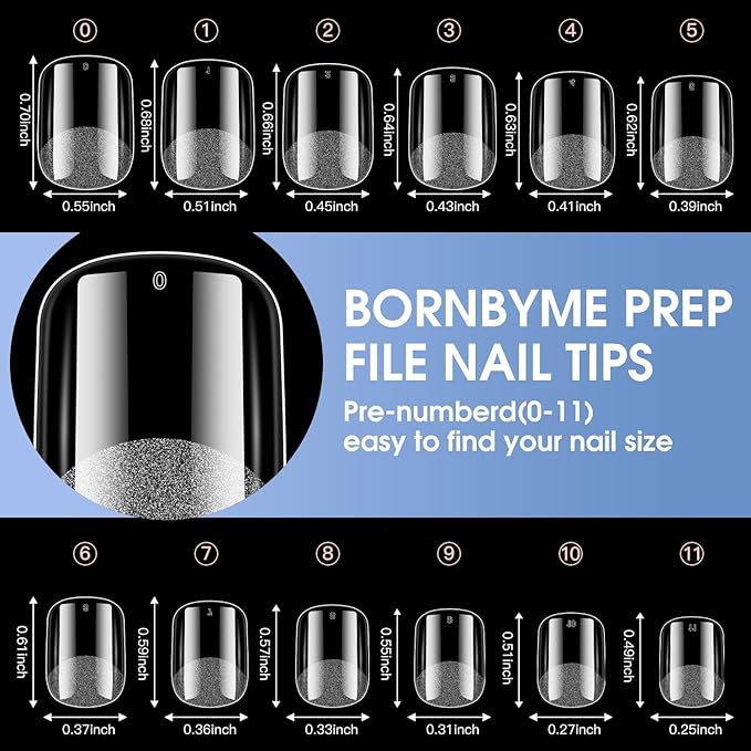 Short Square Soft Gel Nail Tips, BORNBYME 216 PCS Pre Buff Full Cover Shaped Nail Extenison Tips Half Matte Gel Nail Tips