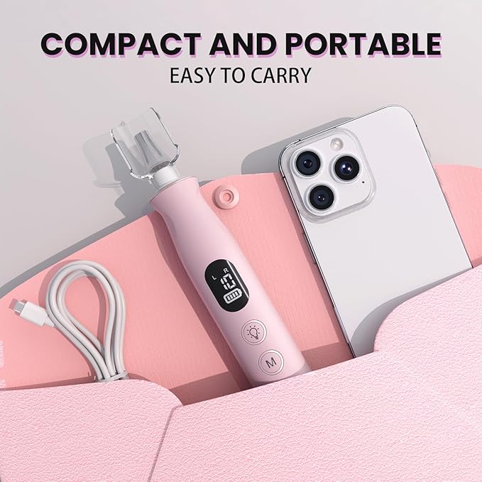 Electric Nail Drill, Cordless 2000 mAh Rechargeable Portable Nail File 12 in 1 Kit for Thick Toenails, 10 Speeds Nail Dril Machine Professional Manicure Pedicure for Hand Natural Nails Care (Pink)