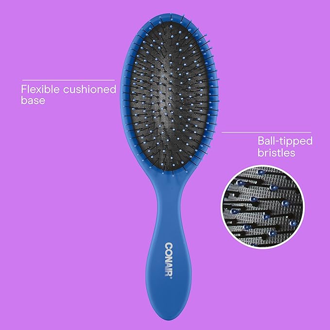 Conair Detangling Hair Brush Set 3 Pack, For Wet, Dry and All Hair Types, Detangling Brushes for Women in Blue, Pink, and Gray