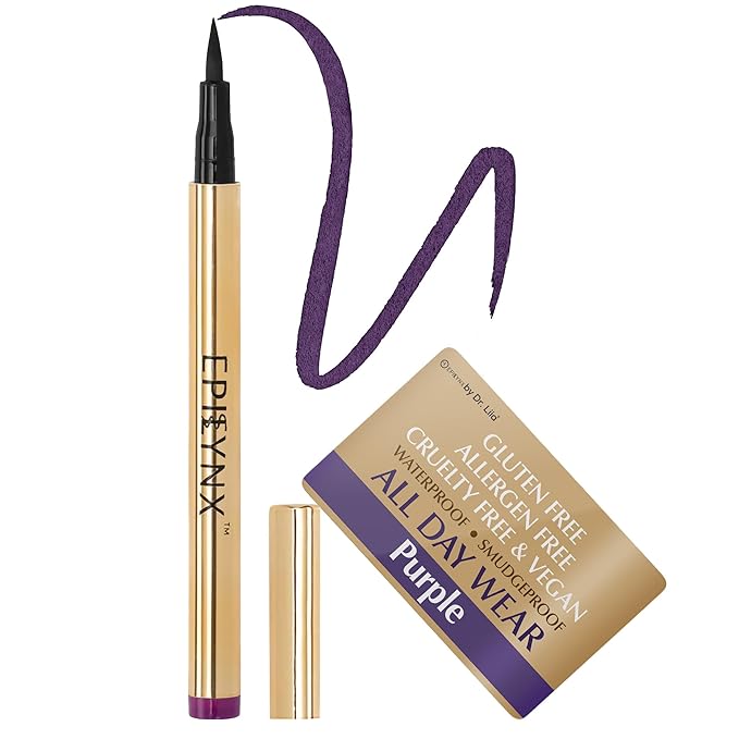 EPILYNX Waterproof Eyeliner - Smudge-Proof Liquid Eyeliner Pen with Precision Tip for Smooth, Long-Lasting Application - Vegan, Hypoallergenic & Gluten-Free Eye Liner - 2mL Purple