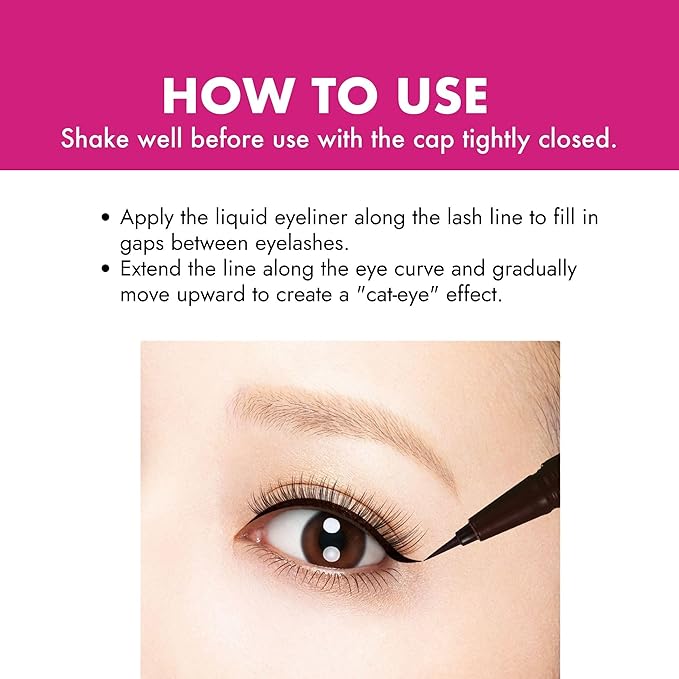 Heroine Make by KISSME Liquid Eyeliner Pen with Ultra-Fine 0.1mm Tip, Waterproof Eyeliner for Sensitive Skin, Cat Eye Liner for Long Lasting Wear, Made in Japan, SMOOTH Brown Black, 1 Count,