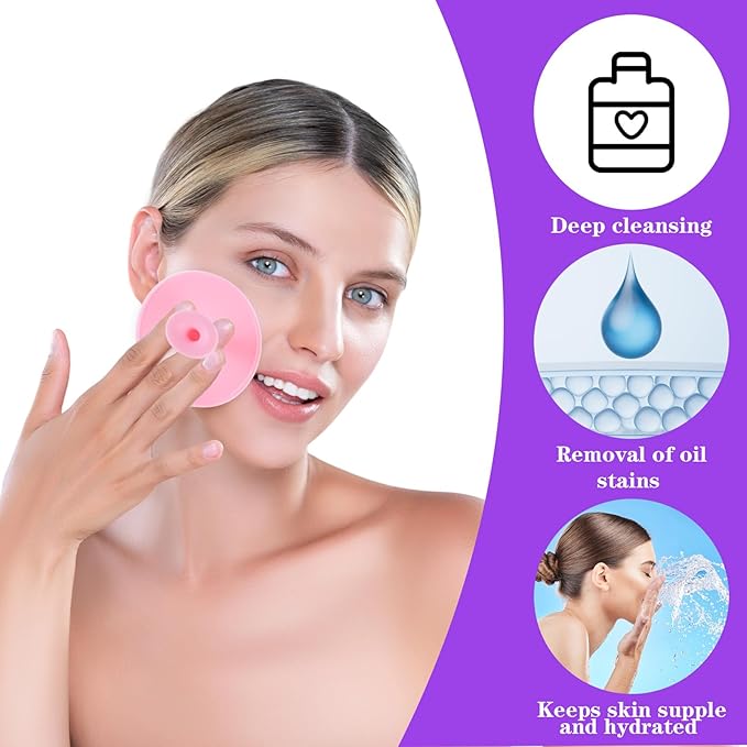 100 Pack Facial Cleansing Brush Face Scrubber Face Exfoliator Exfoliating Brush Soft Silicone Scrubber Handheld Wash Scrub Pad Tool for Deep Cleaning Pore Blackhead Delicate Dry Skin Care Women