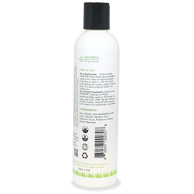 All-Natural Aloe Vera Gel 8 oz (2-Pack Gift Set) - No Synthetic Carbomer or Acrylate - 100% Natural Aloe Vera Soothing Gel - After Sun Exposure Skin Care - Fragrance Free Vegan Gluten Free