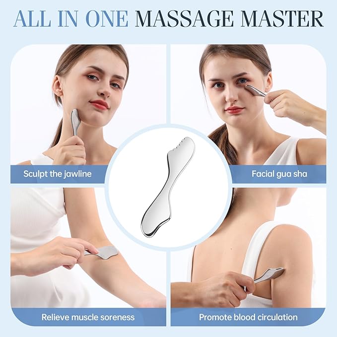 Gua Sha Facial Tools,Guasha Massage Tool for Face&Body, Manual Massage Tool for Lymphatic Drainage &Jawline Sculpting & Puffiness Reducing,Gua Sha Muscle Scraper Tool,Skin-Care Tool