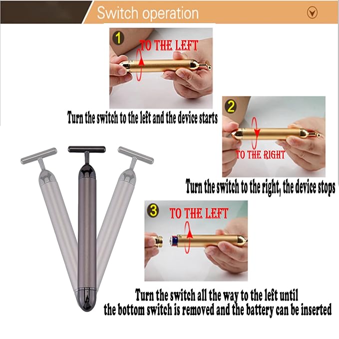 Beauty Bar Gold Face Massager for Skin Care T-Shape Facial Massager Tools Face Lifting (Grey)