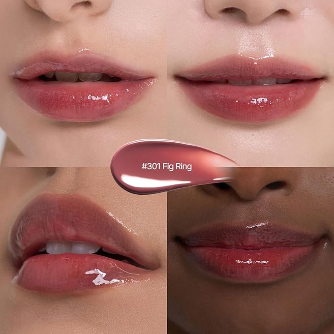 Laka Jelling Nude Gloss, 4.5g/0.15oz, Sheer Hydrating Lip Oil with No Stain, Non-Sticky, Nourishing Gloss for a Fresh, Glowy Look, Vegan, Clean Beauty Makeup, K-Beauty (#301 Fig Ring)