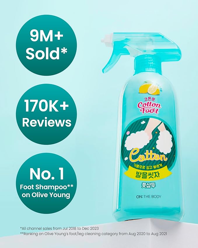 Cotton Foot - Foot Shampoo Soap (Lemon, 13fl oz*2, Pack of 2) - Refreshing Cleanse Spray, Deodorizing Foot Care Wash. Foaming Wash, Easy to Use
