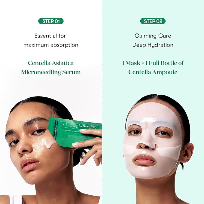 VT COSMETICS Pro Cica Reedle Shot 100 2-Step Hydrogel Mask(34.5gx4ea), Intensive Calming, Exosome Centella Asiatica, Blemish Relief, Overnight Melting Mask, Korean Facial Mask