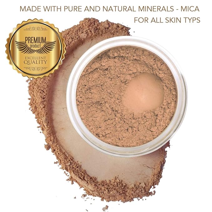 BellaTerra Cosmetics Mineral Powder Foundation – Honey | Golden Medium Shade | Long-Lasting Matte Mineral Makeup for a Radiant, Even Complexion 9g