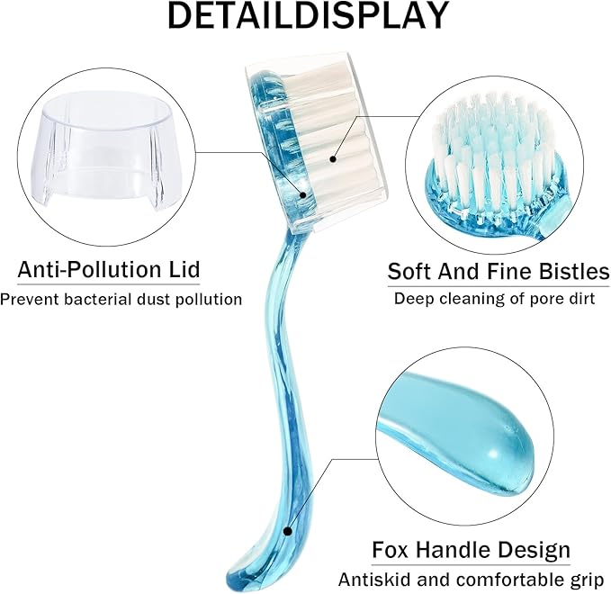 4 Pack Facial Cleansing Brush, Beomeen Face Scrubber Exfoliating Brush Face Wash Scrub Exfoliator for Skin Care, Makeup Removal,Blue