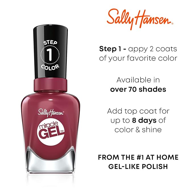 Sally Hansen Miracle Gel Nail Polish, Shade Cabernet with Bae #492 (Pack of 4)