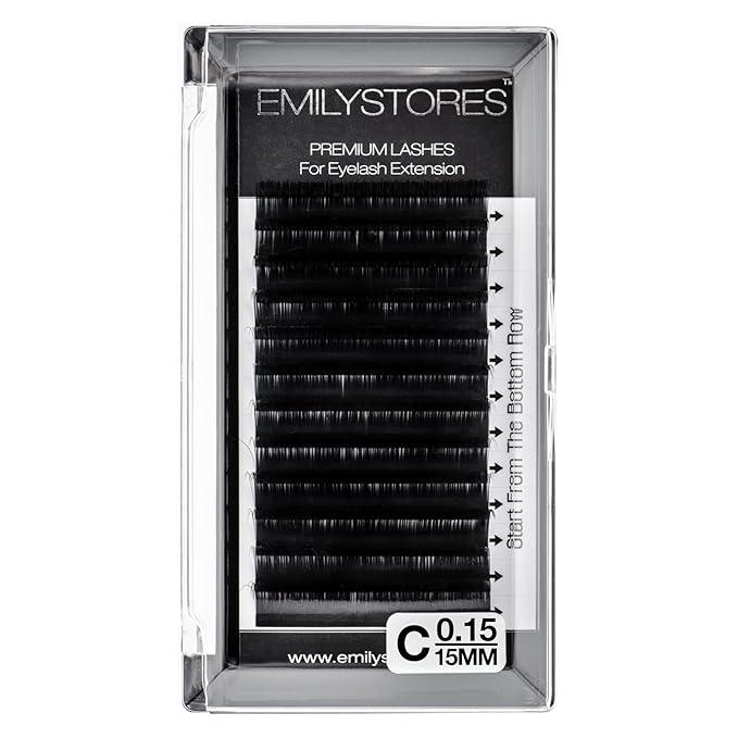 Eyelash Extensions 0.15mm Thickness C Curl 15mm Length Individual Volume Natural Eyelashes For Lash Extensions(0.15,C,15mm)