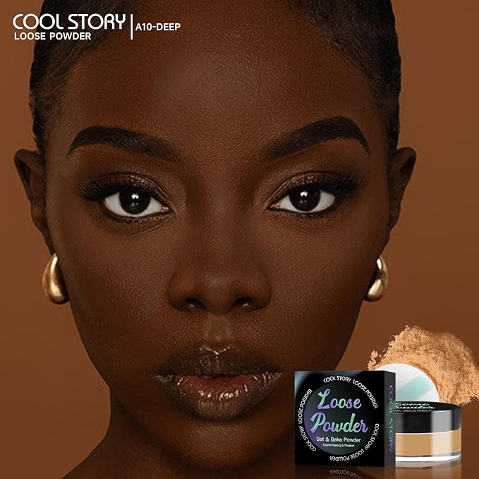 Loose Setting Powder, Bake Makeup Powder Full Coverage Matte Finish (Deep, 6g/O.21oz)