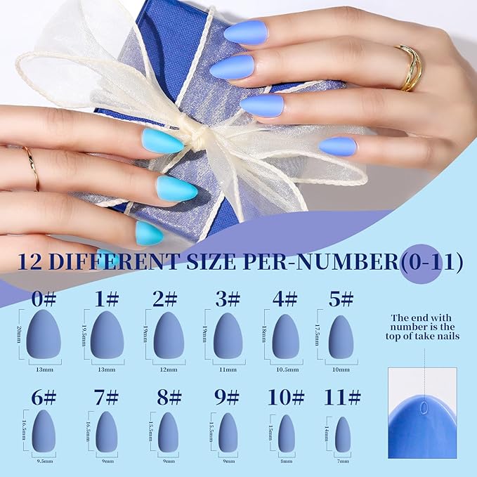 Teenitor Press on Nails,Short Almond Press on Nails, Matte Acrylic Fake Nails with Nail Glue, 24 Colors