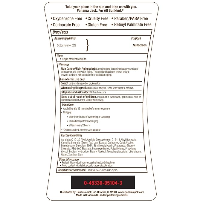Panama Jack Sunscreen Tanning Lotion - SPF 4, PABA, Paraben, Gluten & Cruelty Free, Antioxidant Moisturizing Formula, 6 FL OZ (Pack of 6)
