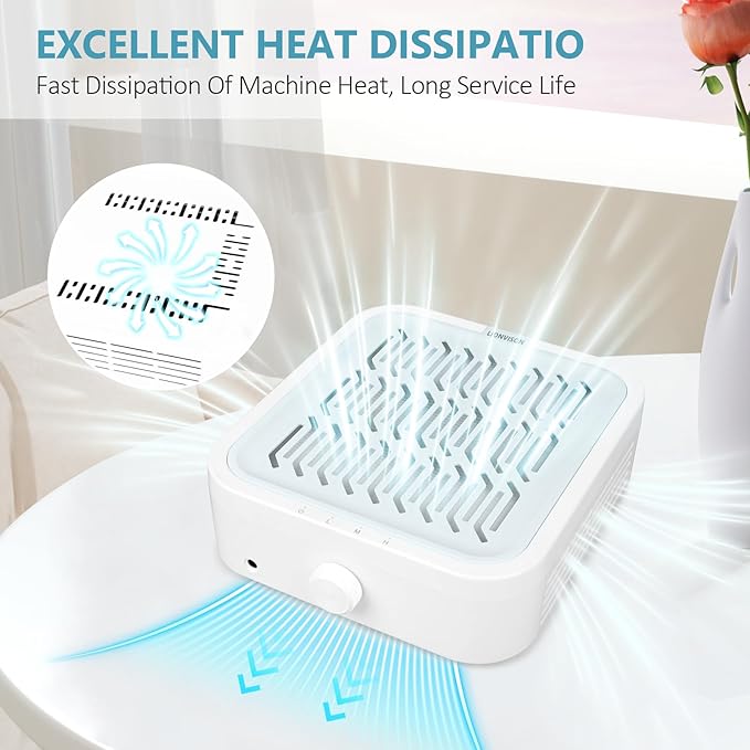 LIONVISON Nail Dust Collector For Salons: Manicure Pedicure Tool for Beginners DIY Nail Tech - Reusable Filter Fan Dust Suction Machine For Home