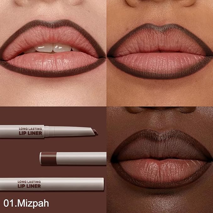 Erinde Long-Lasting Lip Liner Pencil, 2-in-1 Matte Lipliner Pencil for Sculpting & Filling, Rich Color Creamy Waterproof Lip Liner Crayon, Lip Contour Tint Makeup, Vegan & Cruelty-Free, 01 Dark Brown