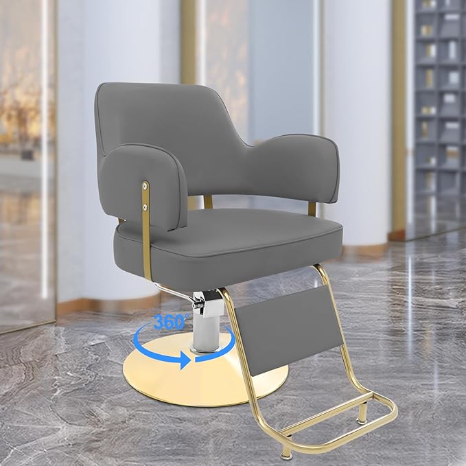 Barber Chair for Hair Stylist Hair Salon Chair with Heavy Duty Hydraulic Pump Height Adjustable 33.86-37.8inch & 360 Degrees Rotation Shampoo Chair for Salon Barbershop