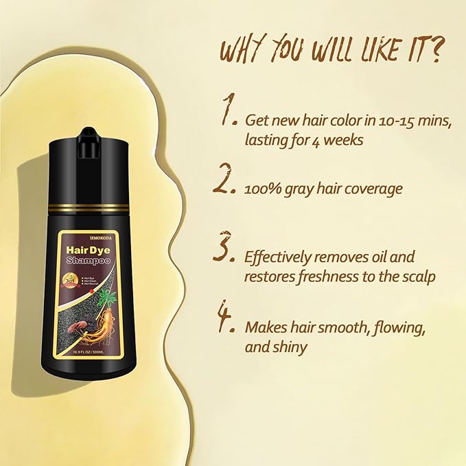 Dark Wine Red Hair Dye, Hair Dye Shampoo for Men and Women, Hair Color Shampoo for Home Use, Shampoo Para Canas, Hair Dye Shampoo 3 in 1, 16.9 Fl Oz (Dark Wine Red)