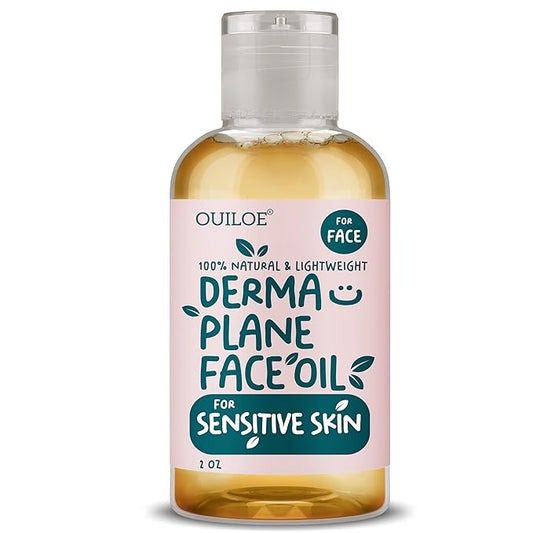 Dermaplane Oil for Women with Sensitive Skin - Face Shaving Oil - Non Comedogenic, Fragrance Free, Natural & Lightweight - Use with Dermaplane Razor for Women Face, 2oz by Ouiloe