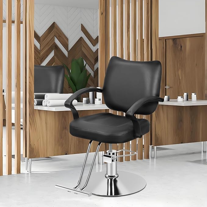 Salon Barber Chair Hair Salon Chair with Heavy Duty Hydraulic Pump, 360 Degrees Rolling Swivel Hair Stylist Chair, Beauty Chairs Equipment, Max Load Weight 330 Lbs Black