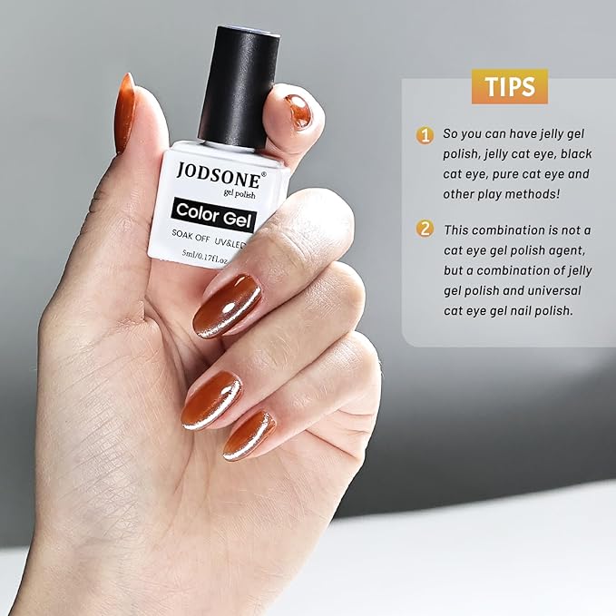 JODSONE 9 PCS Jelly Colors Gel Nail Polish Set with Base Coat Top Coat Warm Calm Stylish Jelly Gel Polish Set for Home DIY Nail Art