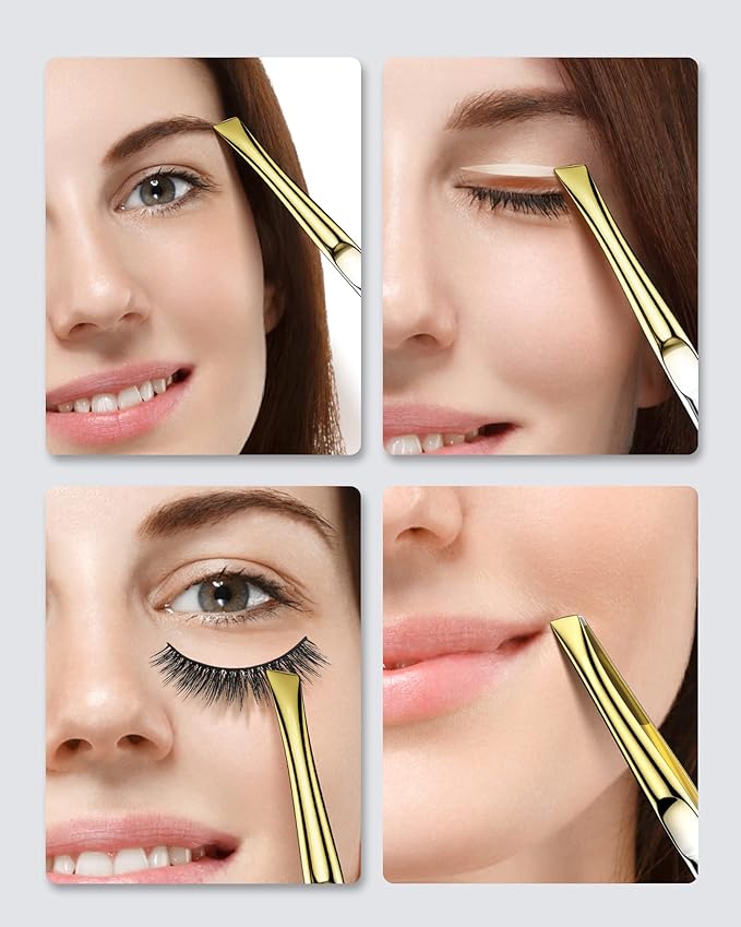 llano Tweezers, Professional Precision Eyebrow Tweezers for Women and Men, Stainless Steel Slanted Hair Removal Plucker Makeup Tool for Brow, Facial Hair, Blackhead and Splinter