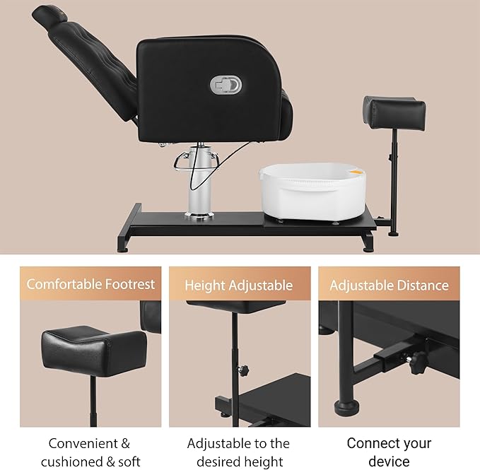 Pedicure Chair with Massage Foot Bath for Nail Tech and Foot Bath, Pedicure Chair 360 ° Rotation Height Adjustable Pedicure Unit Station (450KouNew)