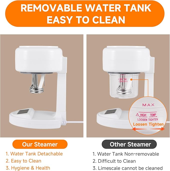 Ozone Facial Steamer, Portable Nano Ionic Face Steamer with LCD Screen, Extendable 360° Rotating Arm, Rotatable Nozzle, Hot Mist Function for Personal Care at Home or Salon