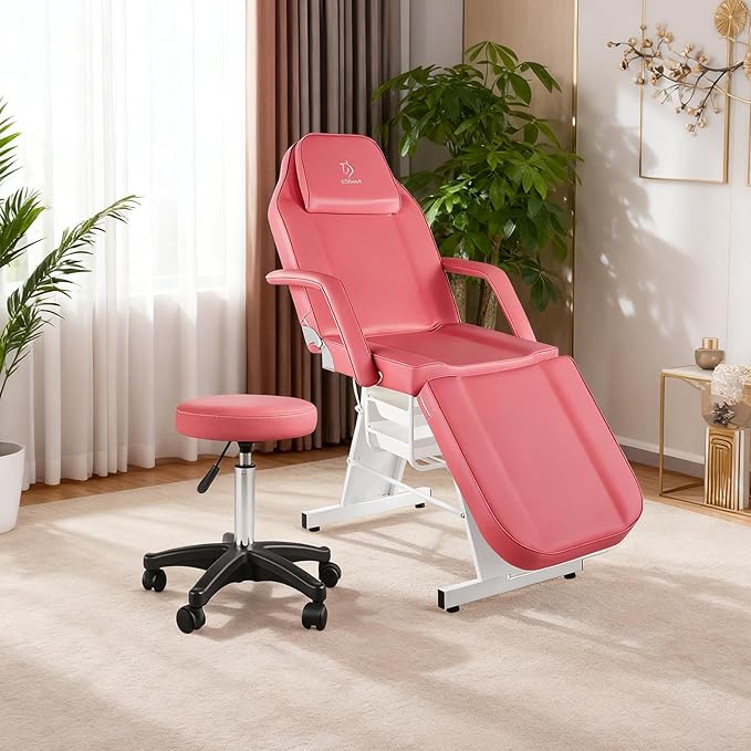 Facial Chair,73 inch Tattoo Chair for Client,3-Section Adjustable Massage Table with Hydraulic Stool, Multipurpose Beauty Beds Salon Equipment for Esthetician, Tattooshop, Spa