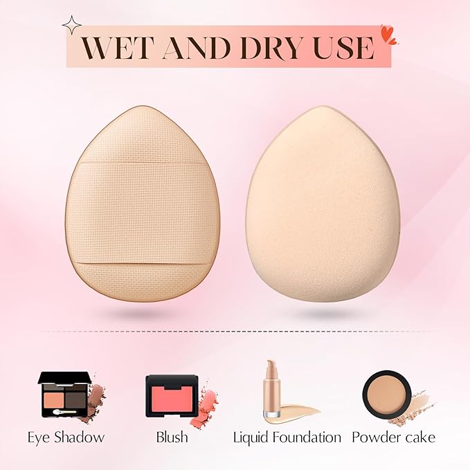 Gerrii 72 Pcs Finger Powder Puff Mini Makeup Sponge Soft Beauty Makeup Blender Puff for Foundation, Face Powder, Under Eye Setting, Concealer, Repair Cream, Cosmetic Tool (Skin Color)