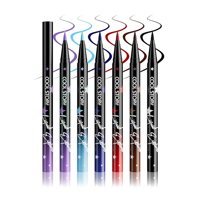 Liquid Eyeliner Waterproof Smudge Proof Colorful Eye Liner 24H Long-Lasting Makeup (SET-B)