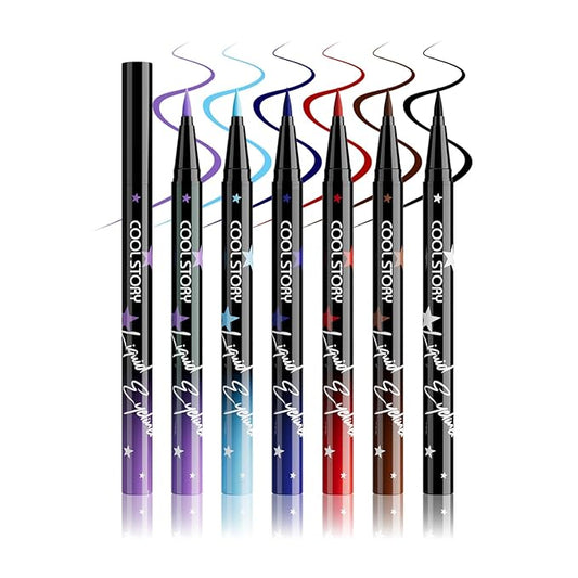 Liquid Eyeliner Waterproof Smudge Proof Colorful Eye Liner 24H Long-Lasting Makeup (SET-B)