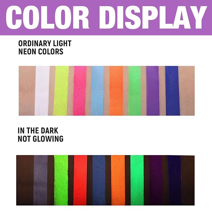 MEICOLY 8 Colors Water Activated Eyeliner Palette, Neon Face Paint Colored Retro Hydra Liner,Matte Eyeliner UV Blacklight Halloween Blue White Body Paint Corpse Bride Halloween Sally Cosplay,01